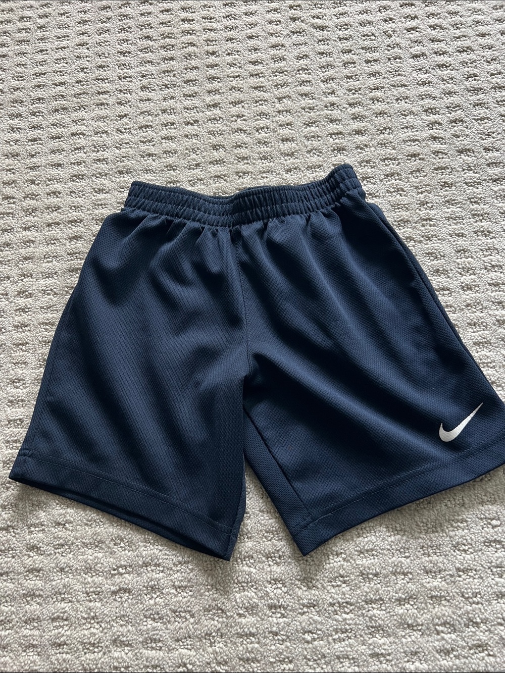 Nike Kids Dark Blue Athletic Shorts with White Swoosh